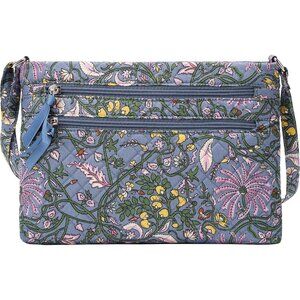 Cotton Quilted Crossbody Bag Multi-Zipper Purses for Women Teens Girls